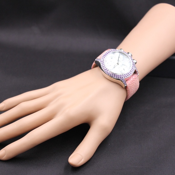 Pink Sapphire Diamond 3.45 Tcw Unisex Luxury Watch main image 6